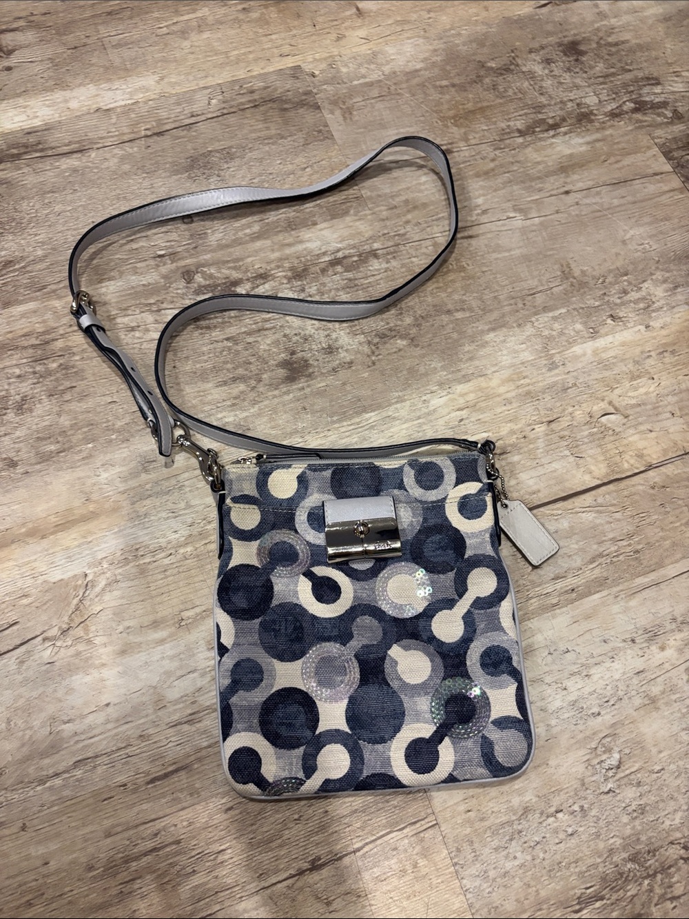 Coach Navy and Cream Signature Crossbody